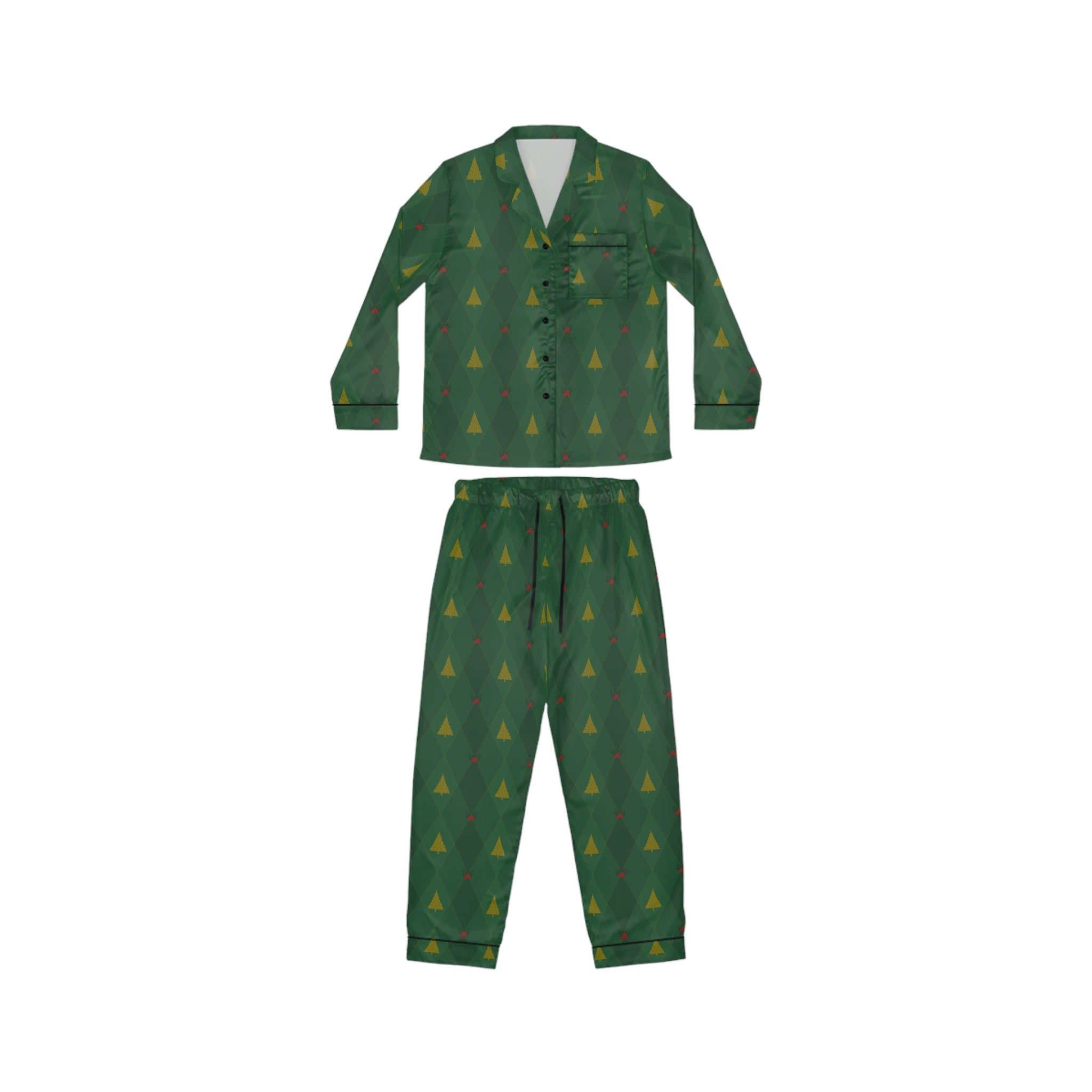 Women’s Satin Pajama Set – Cozy Christmas Comfort & Holiday Elegance: Holly Night Pajamas - Love & Latte Co.